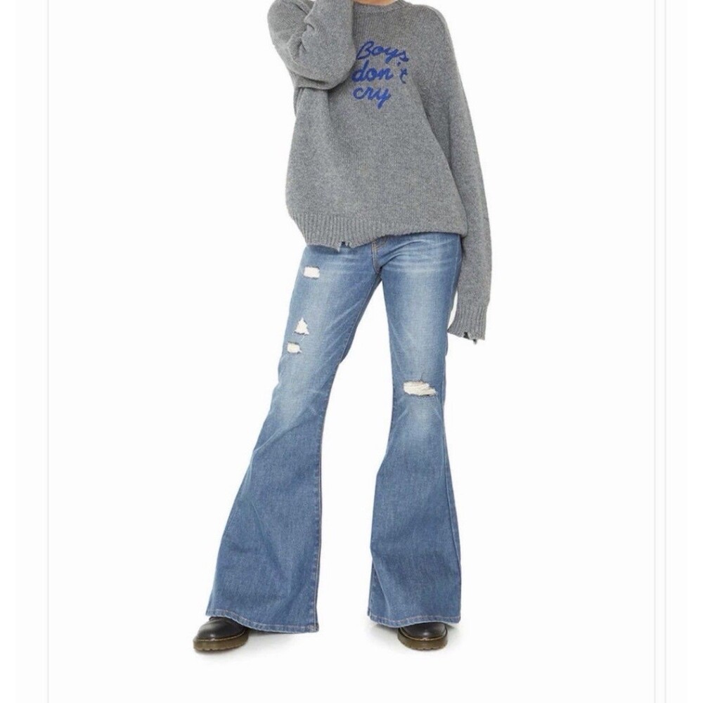 Free People Sandrine Ripped Flare Jeans Womens Denim Blue Size 26